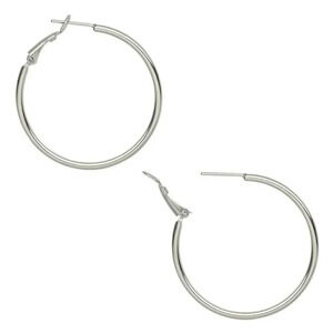 Sleek 316L Surgical Stainless Steel Silver 40mm Hypo Allergenic Hoop Earrings